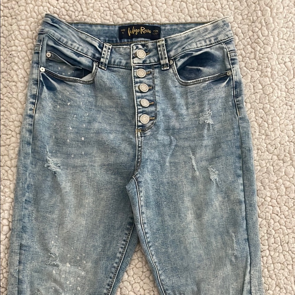 Indigo Rein Blue High Rise Distressed Jeans